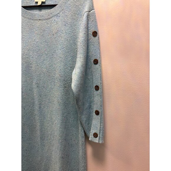 Talbots Petite Blue Elbow Sleeve Sweater Dress With Button Details On Sleeves Si - Picture 4 of 11